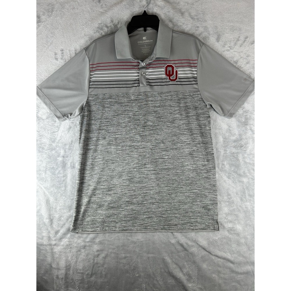 Oklahoma Sooners University Polo Collared Button Shirt‎ Pullover Colosseum Large